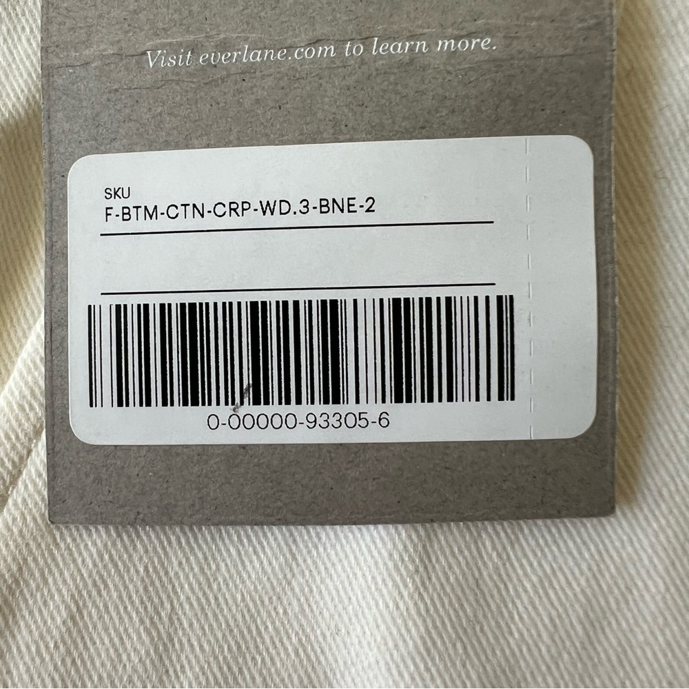 NWT Everlane Organic Cotton Wide Leg Cropped Pant Bone White 2 - Picture 8 of 16